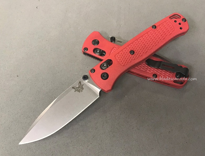 Benchmade Bugout Folding Knife, 20CV, Red Handle, Black Thumbstud & Standoffs, 535CU15 - Click Image to Close