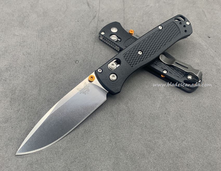 Benchmade Bugout Folding Knife, 20CV, Black Handle, Orange Thumbstud & Standoffs, BM535CU33