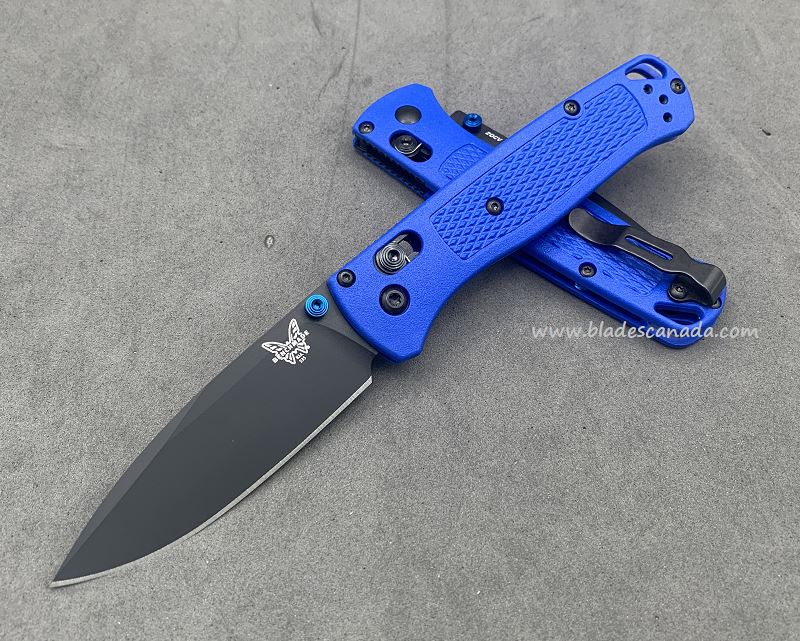 Benchmade Bugout Folding Knife, 20CV, Blue Handle, Blue Thumbstud & Standoffs, 535CU45