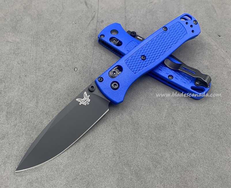 Benchmade Bugout Folding Knife, 20CV, Blue Handle, Black Thumbstud & Standoffs, 535CU49