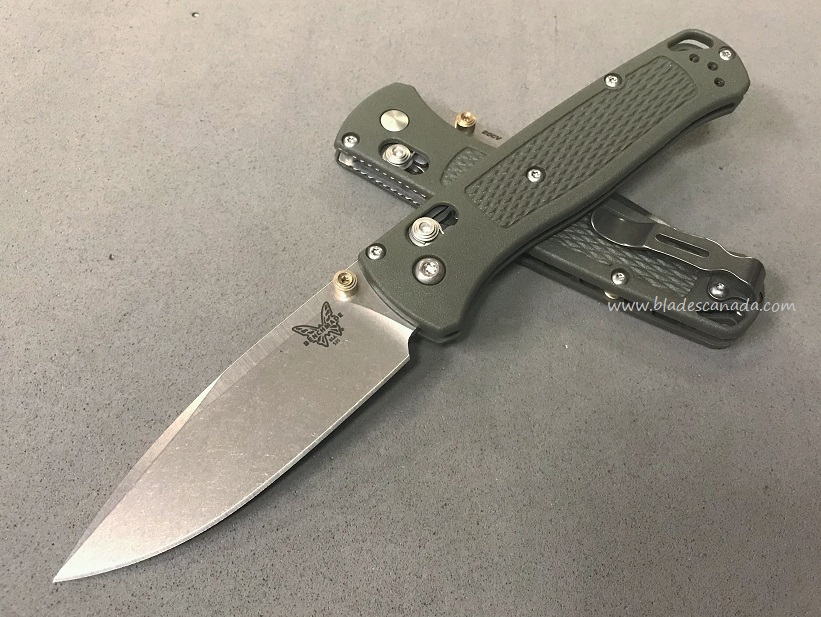 Benchmade Bugout Folding Knife, 20CV, OD Handle, Tan Thumbstud & Standoffs, 535CU55