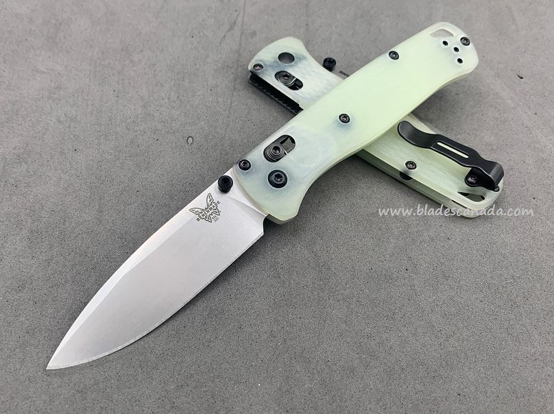 Benchmade Bugout Folding Knife, 20CV, Jade G10, Black Thumbstud & Standoffs, 535CU92 - Click Image to Close