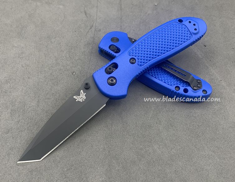 Benchmade Griptilian Pardue Tanto Folding Knife, D2 Black, Royal Blue, 553CU2
