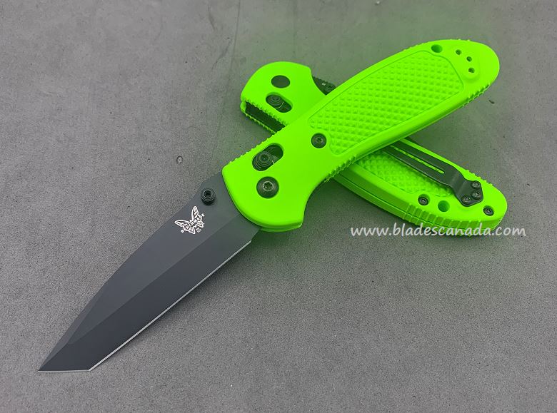 Benchmade Griptilian Pardue Tanto Folding Knife, D2 Black, Neon Green, 553CU4