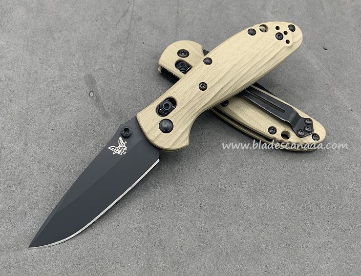 Benchmade Mini Griptilian Pardue Folding Knife, M4 Steel, G10 Desert Tan, 556CU9