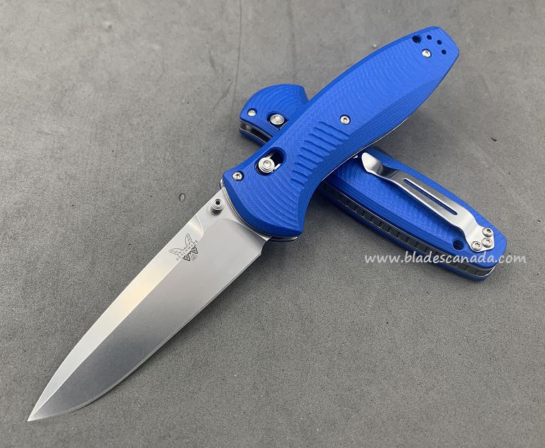 Benchmade Barrage Osborne Folding Knife, Assisted Opening, S90V, G10 Blue, CU23