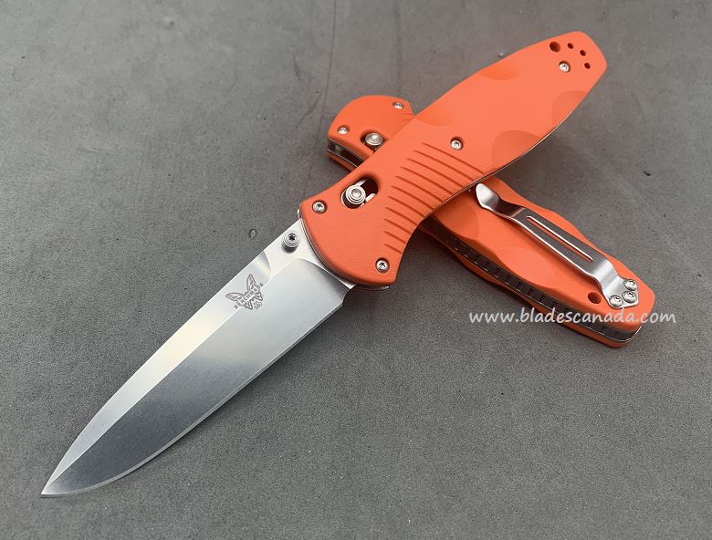 Benchmade Barrage Osborne Folding Knife, Assisted Opening, 20CV, Orange Handle, 580CU36 - Click Image to Close