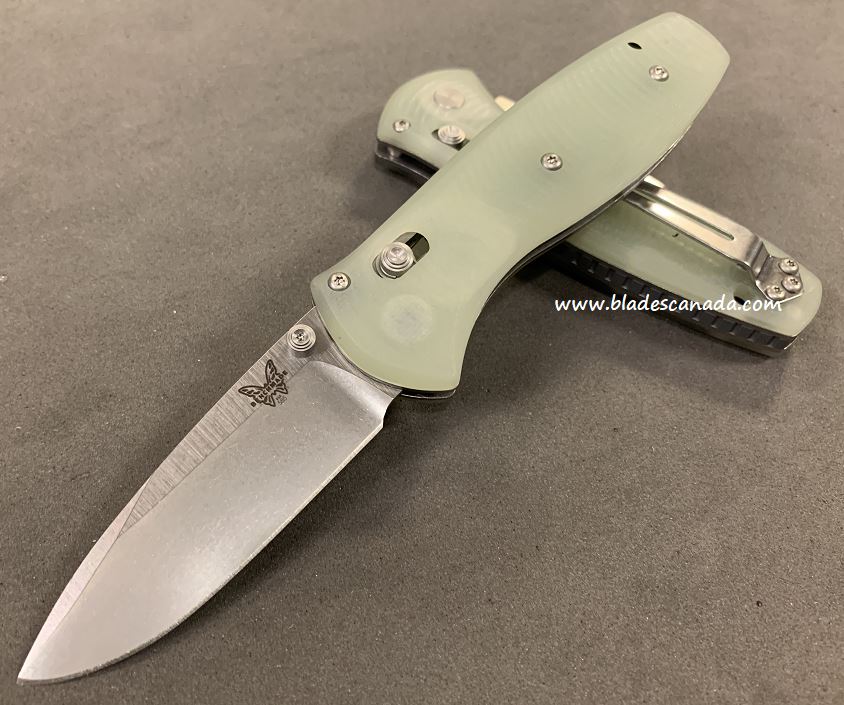 Benchmade Mini Barrage Osborne Folding Knife, Assisted Opening, 20CV, G10 Jade, 585CU19