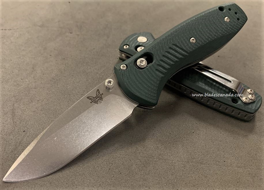 Benchmade Mini Barrage Osborne Folding Knife, Assisted Opening, S90V, G10 Green, 585CU24 - Click Image to Close