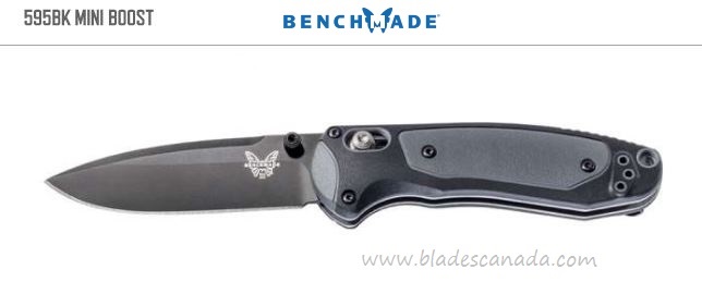 Benchmade Mini Boost Folding Knife, Assisted Opening, CPM 30V, Black/Grey Handle, 595BK - Click Image to Close