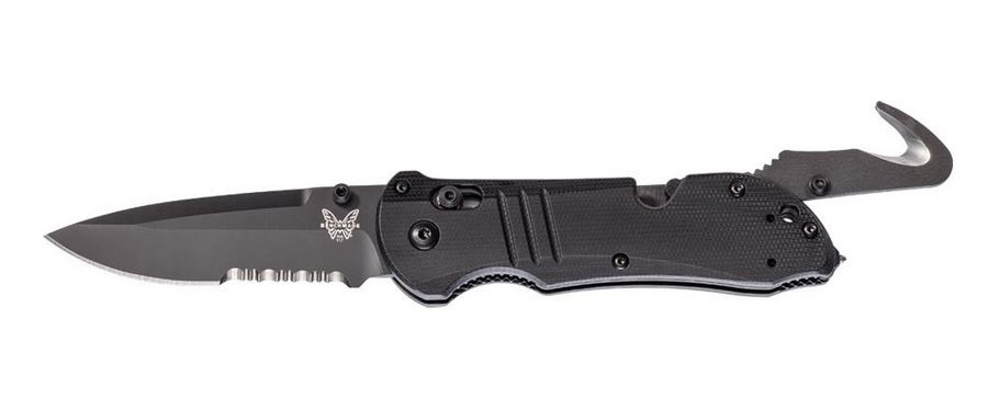 Benchmade Tactical Triage Rescue Folding Knife, S30V, G10 Black, Glass Breaker, 917SBK