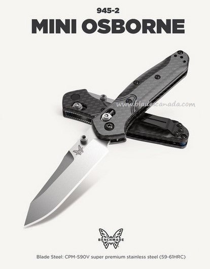 Benchmade Mini Osborne Folding Knife, S90V, Carbon Fiber, 945-2