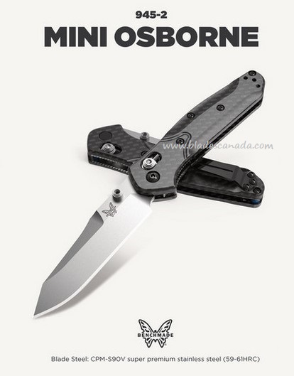 Benchmade Mini 945 Osborne Folding Knife, S90V, Carbon Fiber, 945-2
