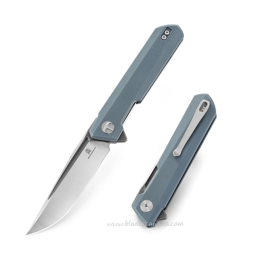 Bestechman Dundee Flipper Folding Knife, D2 Satin/Titanized, G10 Blue, BMK01F