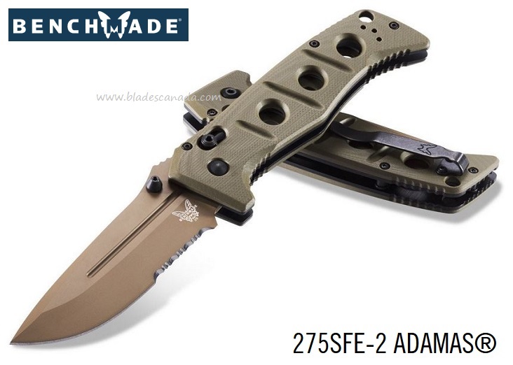 Benchmade Adamas Folding Knife, CPM CruWear FE, G10 OD Green, 275SFE-2 - Click Image to Close