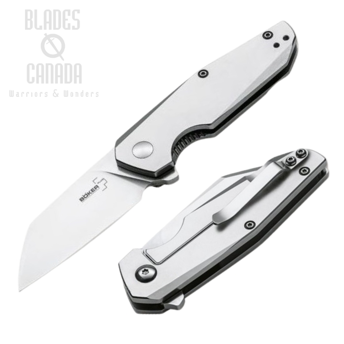 Boker Plus Petit Framelock Flipper Folding Knife, D2, Stainless Handle, 01BO083