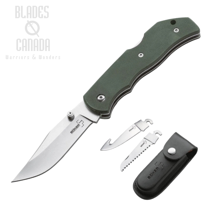 Boker Plus Optima Hunting Folding Knife Set, AUS 8, G10 Green, 01BO109