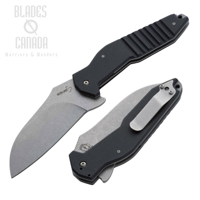 Boker Plus S2 Sniper Flipper Folding Knife, 440C Sheepsfoot, G10 Black, 01BO160
