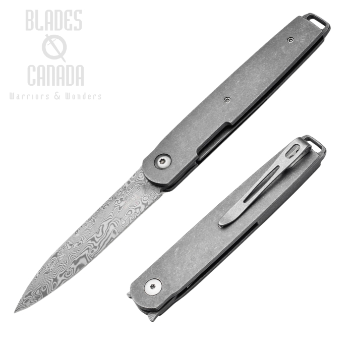 Boker Plus LRF Flipper Folding Knife, Damascus, Titanium, 01BO174DAM