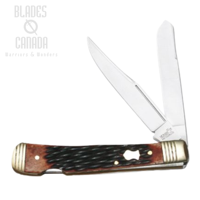 Boker Plus Double Lock Trapper Folding Knife, 440C, Jigged Bone, 01BO206