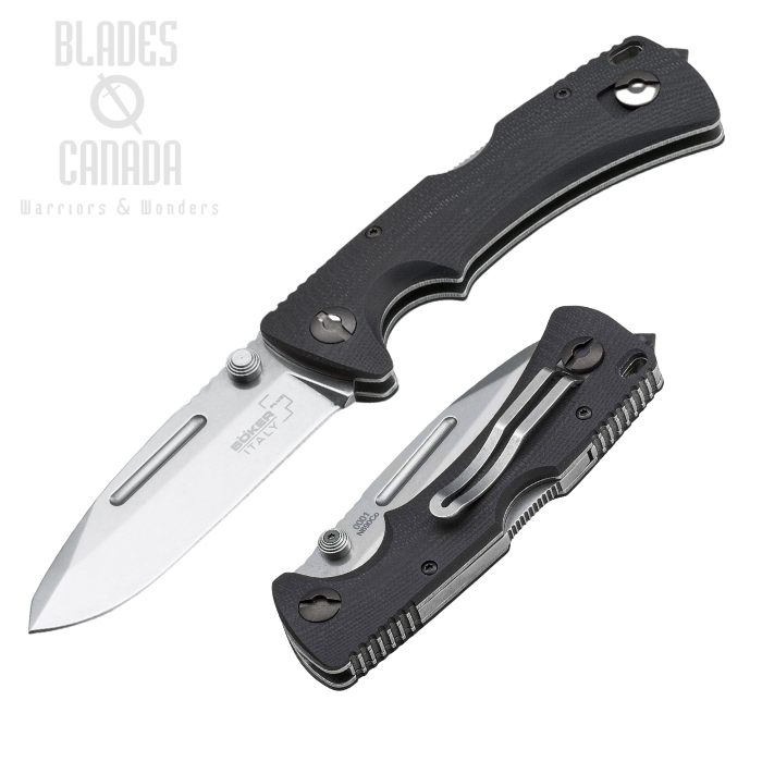 Boker Plus Italy Police PM-3 Folding Knife, N690, G10 Black, 01BO302