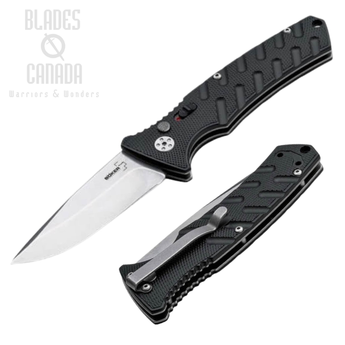 Boker Plus Strike Manual Folding Knife, D2 Stonewash, Aluminum Black, 01BO457N
