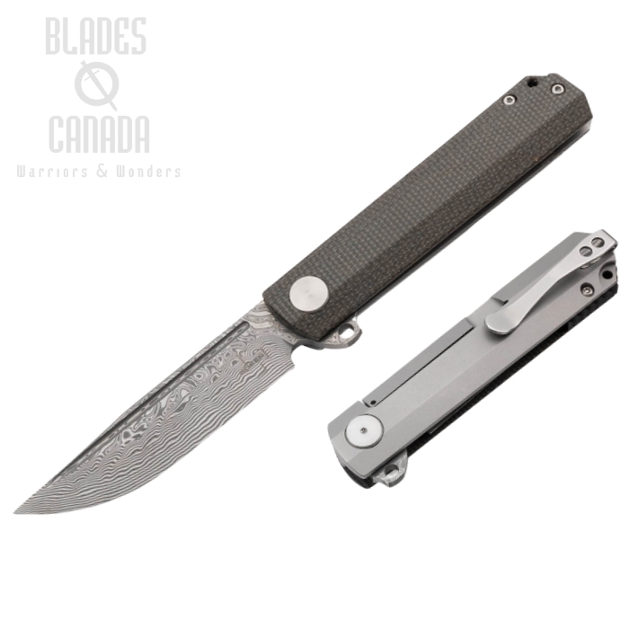 Boker Plus Cataclyst Damast Flipper Framelock Knife, Damascus, Micarta Green, 01BO478DAM