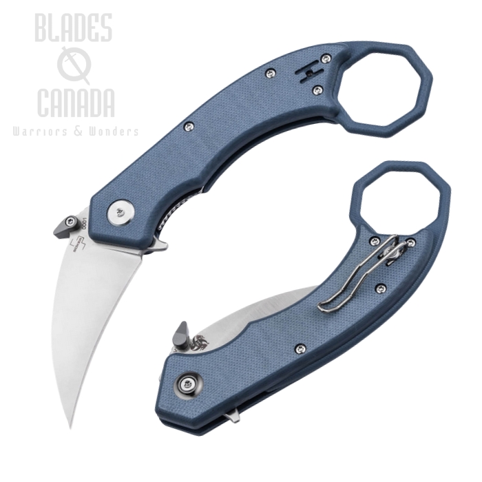 Boker Plus HEL Karambit Flipper Folding Knife, 154CM, G10 Blue, 01BO516
