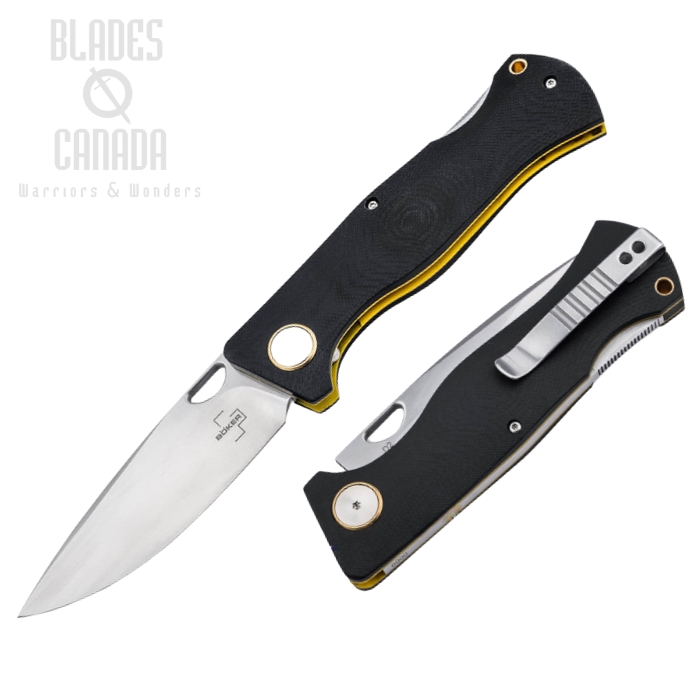 Boker Plus Epicenter Folding Knife, D2, G10 Black w/Yellow Liner, 01BO545