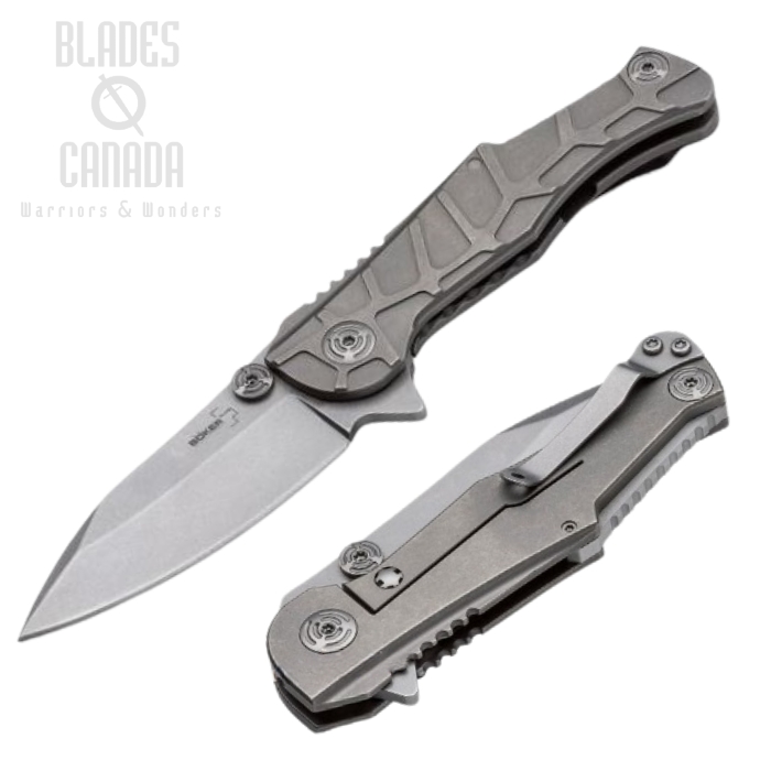 Boker Plus Dreed Flipper Framelock Folding Knife, 440C, Titanium, 01BO616