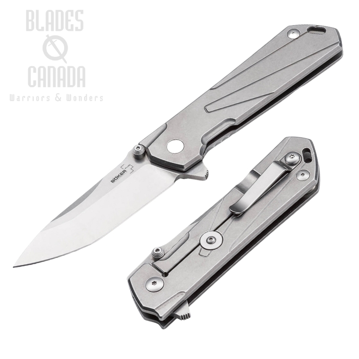 Boker Plus Kihon Flipper Framelock Knife, D2 Tanto, Stainless, 01BO764
