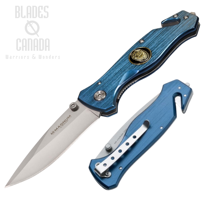 Boker Magnum Law Enforcement Folding Knife, 440, Aluminum Blue, 01MB365