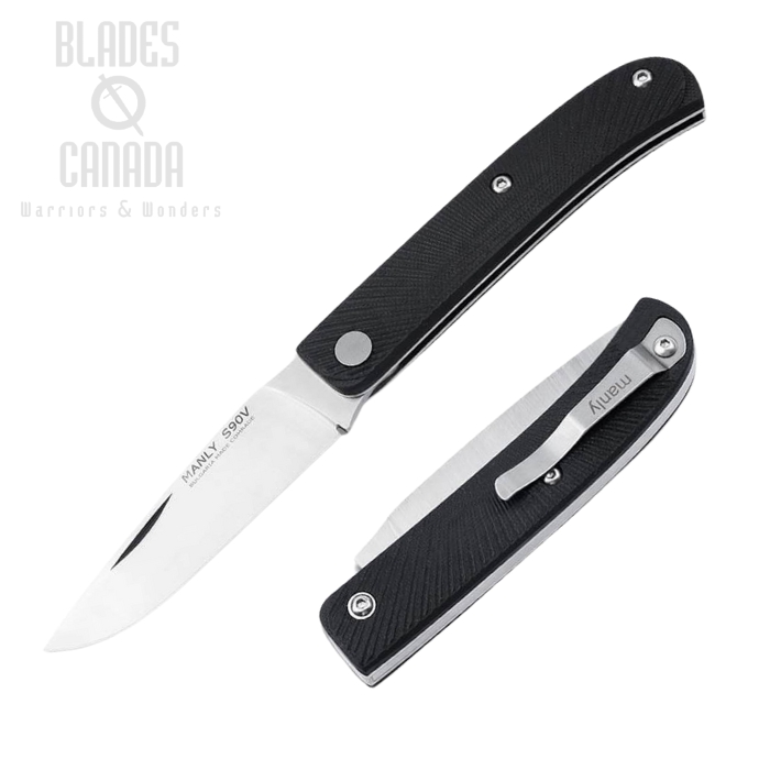 Manly Comrade Slipjoint Folding Knife, CPM S90V, G10 Black, 01ML041