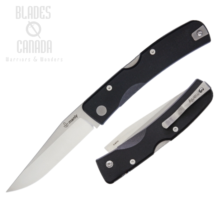 Manly Peak Folding Knife, CPM S90V Satin, G10 Black, MLY007