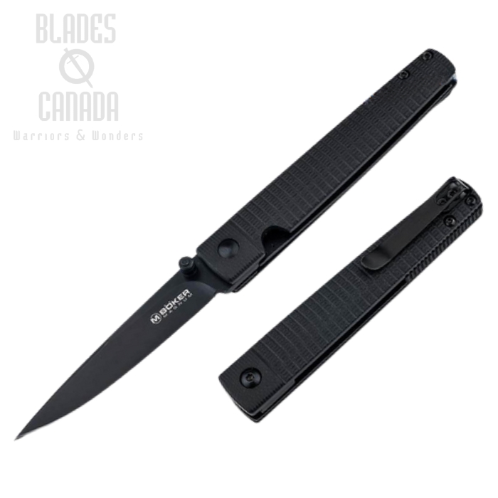 Boker Magnum Stereo Folding Knife, 440A Black, G10 Black, 01RY004