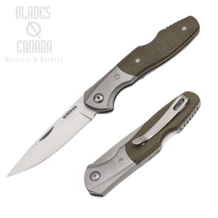Boker Magnum Nice Backlock Folding Knife, Micarta Olive Green, 01SC079