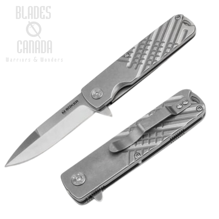 Boker Magnum Triple-S Point Flipper Folding Knife, Stainless Handle, 01SC082