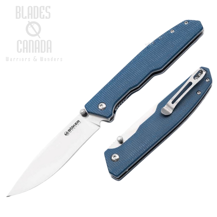 Boker Magnum Deep Blue Folding Knife, 440A, Micarta Blue, 01SC714