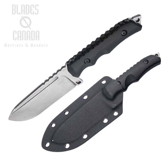 Boker Plus Hermod 2.0 Fixed Blade Knife, D2 Steel, G10 Black, Kydex Sheath, 02BO053