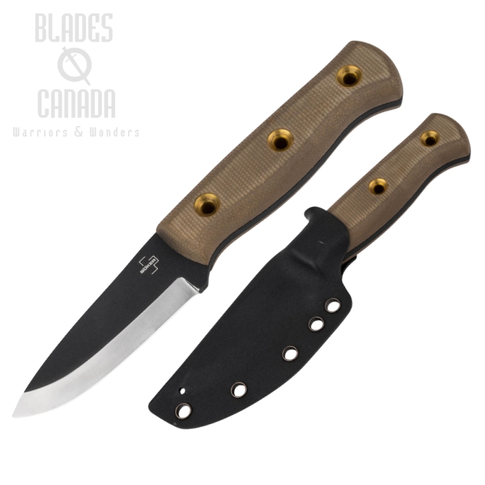 Boker Plus Vigtig Fixed Blade Knife, 1095 Black, Micarta Brown, 02BO075