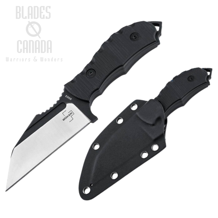 Boker Plus Andhrimnir Mini Fixed Blade Knife, D2 Two-Tone, G10 Black, Kydex Sheath, 02BO091