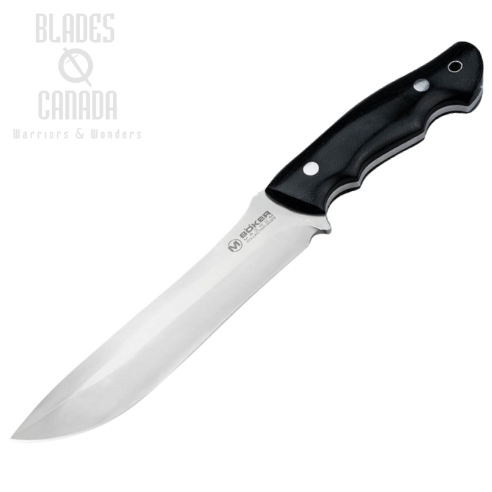 Boker Magnum Collection 2023 Fixed Blade Knife, D2, Micarta Black, Leather Sheath, 02MAG2023