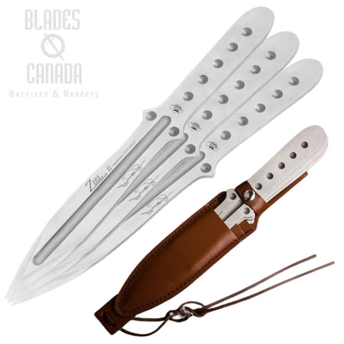Boker Magnum Bailey Ziel Triple Throwing Knife Set, Leather Sheath, 02MB164