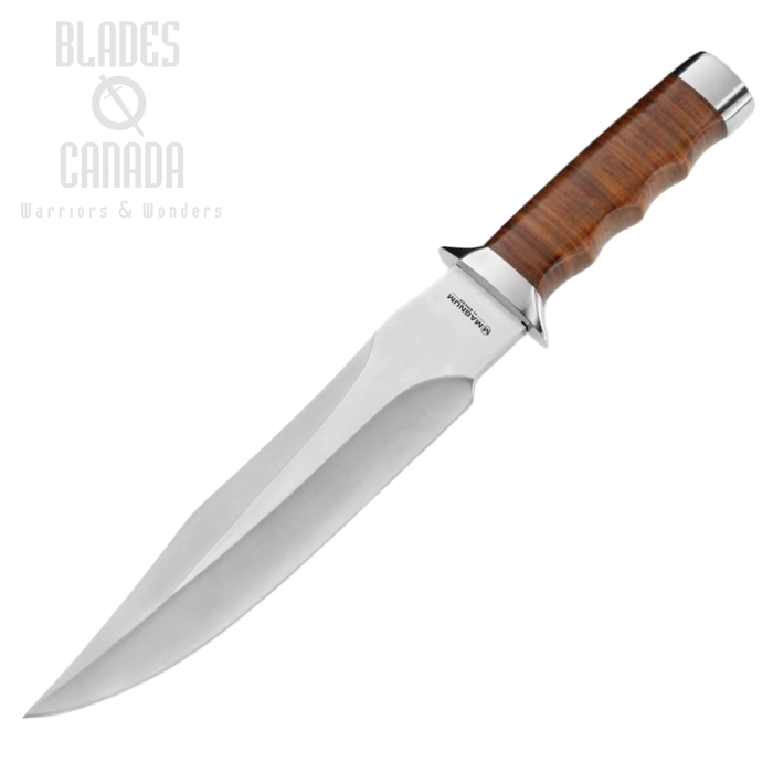 Boker Magnum Giant Bowie Fixed Blade Knife, Leather Handle, Leather Sheath, 02MB565