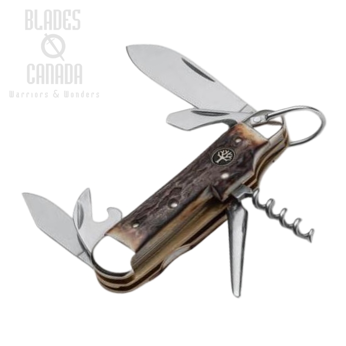 Boker Germany Camp Slipjoint Knife, 4034 Steel, Stag Handle, 110182HH