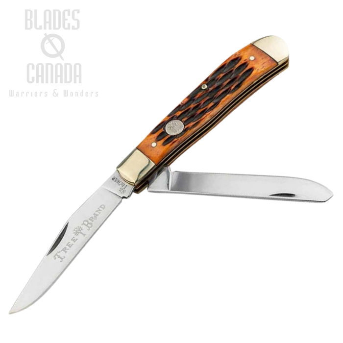 Boker Manufaktur Traditional Series 2.0 Trapper Folding Knife, D2, Jigged Brown Bone, 110812