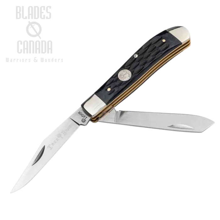 Boker Manufaktur Traditional Series 2.0 Trapper Folding Knife, D2, Jigged Black Bone, 110849