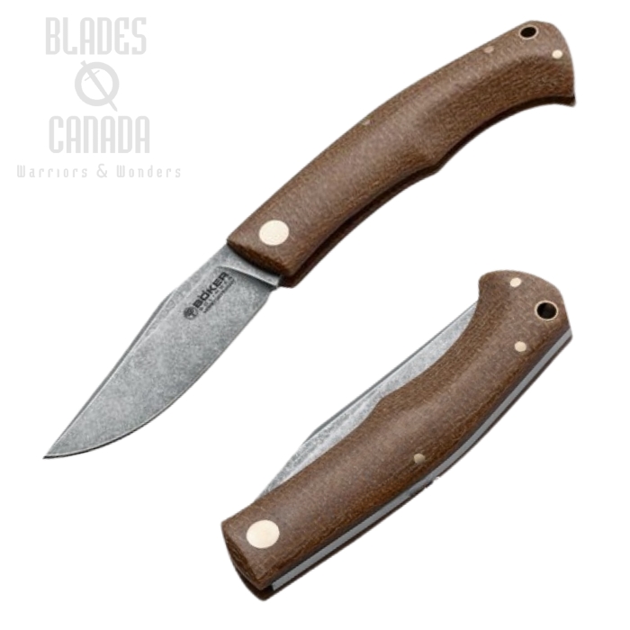 Boker Germany Boxer EDC Slipjoint Knife, M390, Brown Micarta, 111029