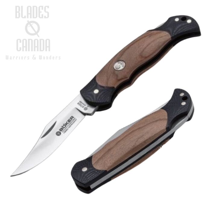 Boker Germany Boy Scout Folding Knife, N690, Olive Wood/G10, 112410