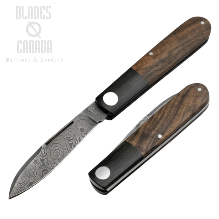 Boker Germany Barlow Prime Tirpitz Folding Knife, Damascus Steel, Micarta/Walnut, 117942DAM